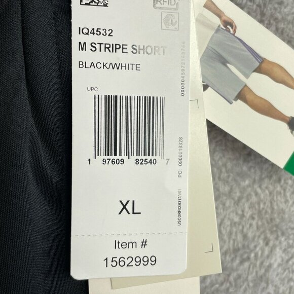 NEW Adidas Men's XL Stripe Shorts Black/White Polyester Athletic - Picture 6 of 8